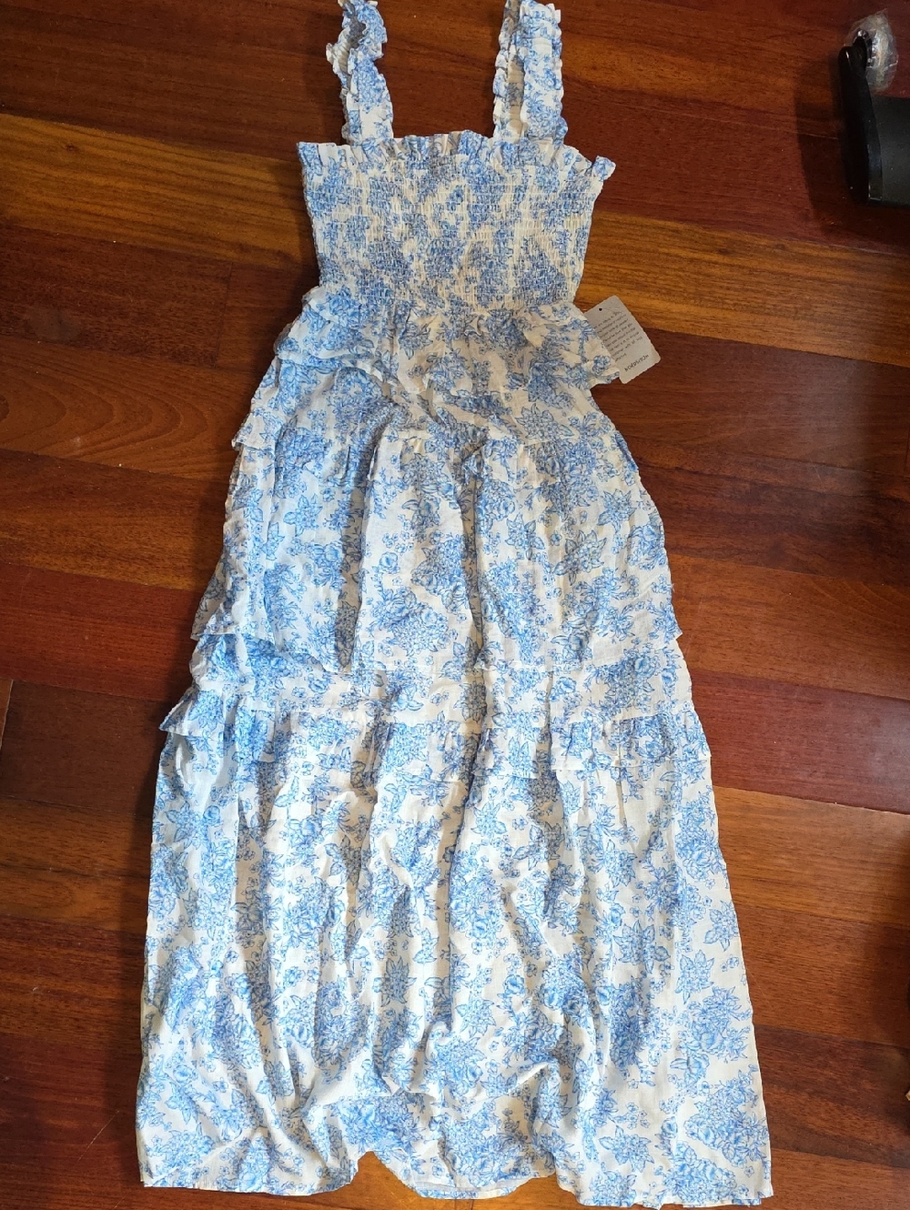 NWT Margie Nordstrom Blue & White Floral Smocked Dress